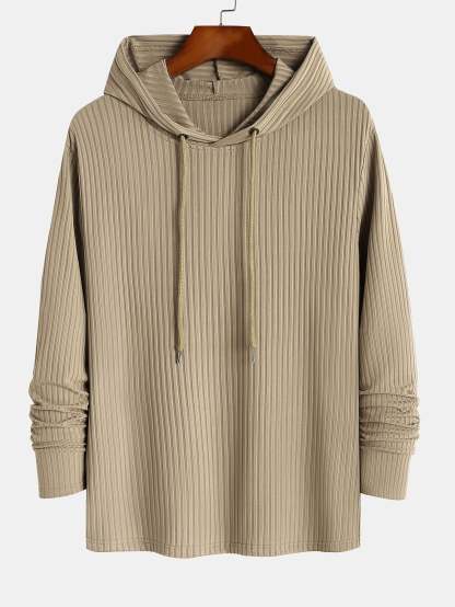 Muscle Fit Long Sleeved Ribbed Hooded T-Shirt-Mitchell Shoes