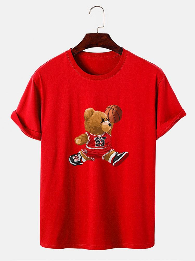 Basketball Player Bear Print T-Shirt-Mitchell Shoes