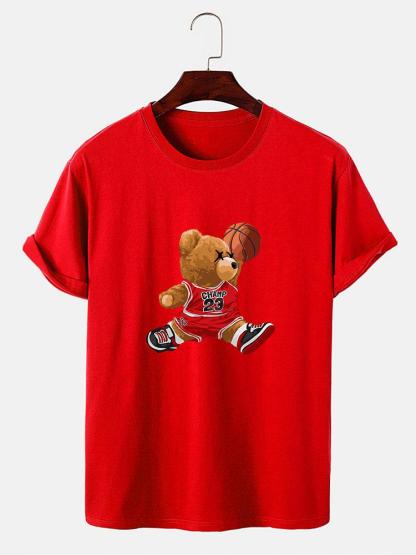 Basketball Player Bear Print T-Shirt-Mitchell Shoes