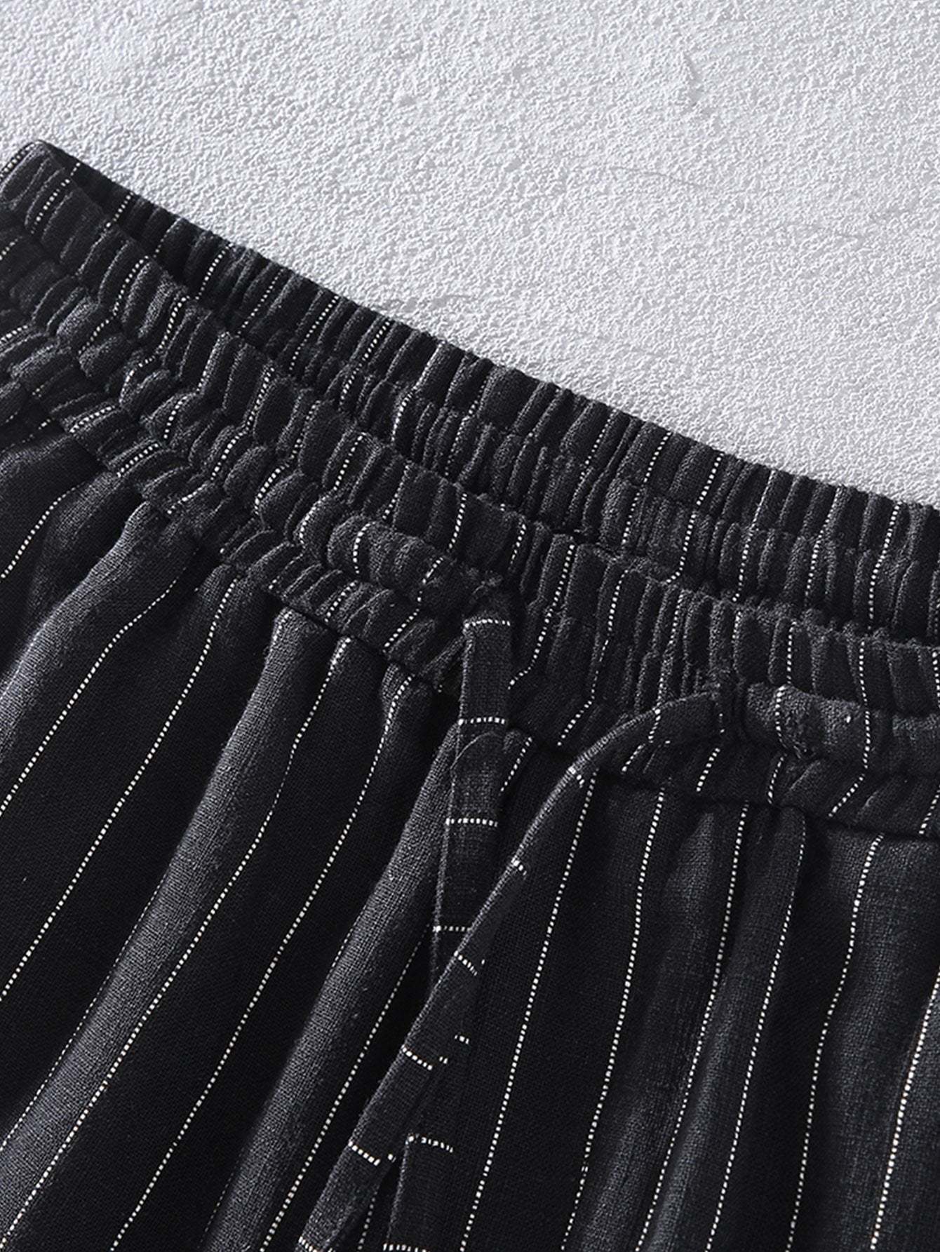 Linen Cotton Blend  Striped Shorts-Mitchell Shoes