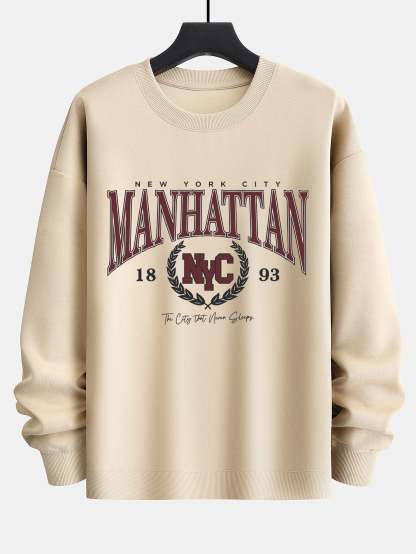 Manhattan Varsity Print Relax Fit Sweatshirt-Mitchell Shoes