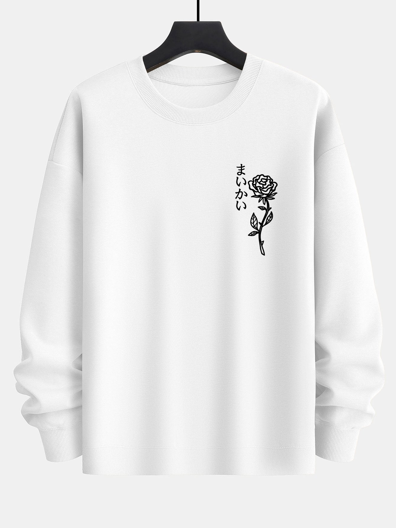 Japanese Rose Print Relax Fit Sweatshirt-Mitchell Shoes
