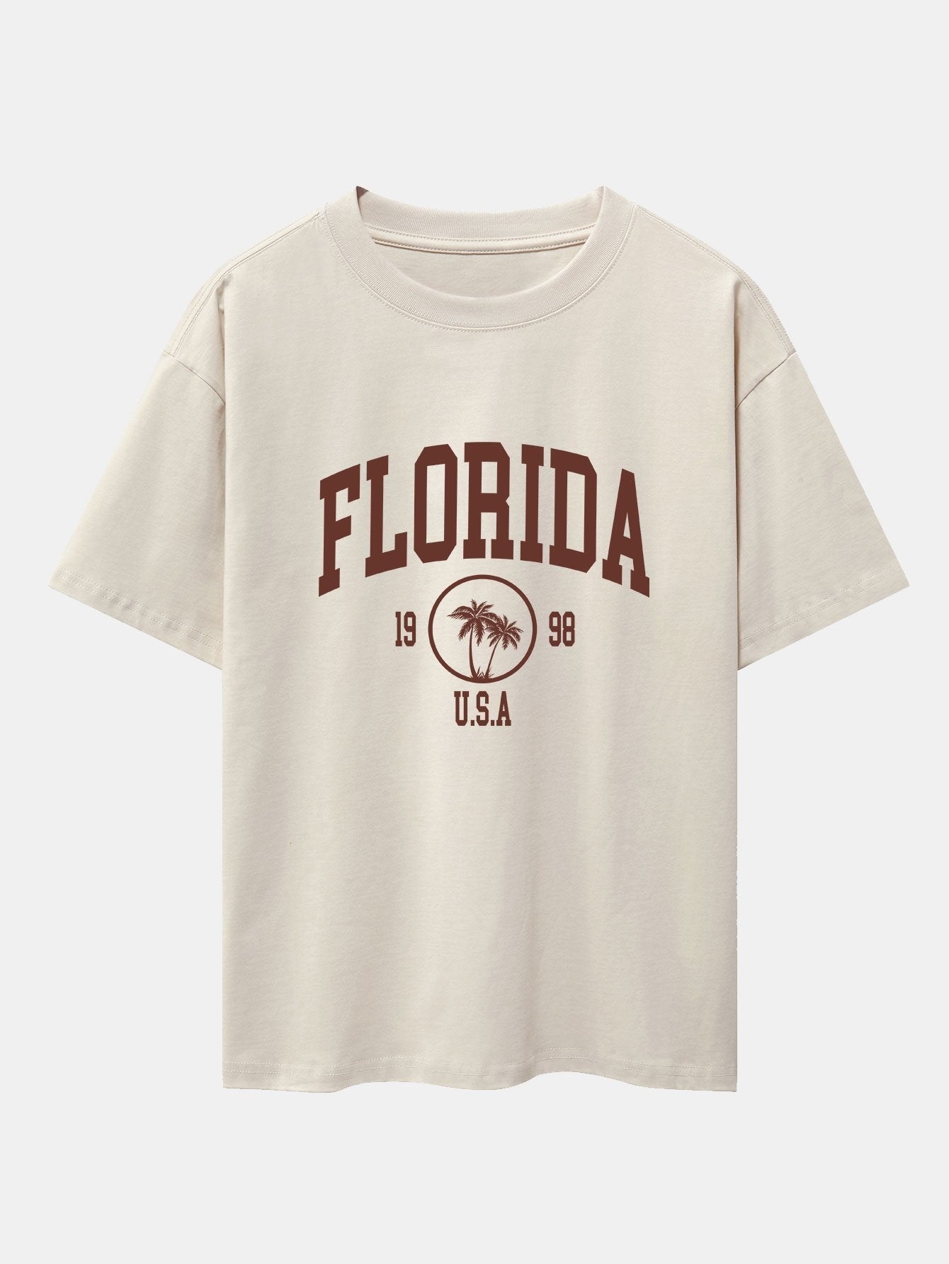 Florida Palm Tree Print Heavy Weight Oversize T-Shirt & Corduroy Shorts-Mitchell Shoes
