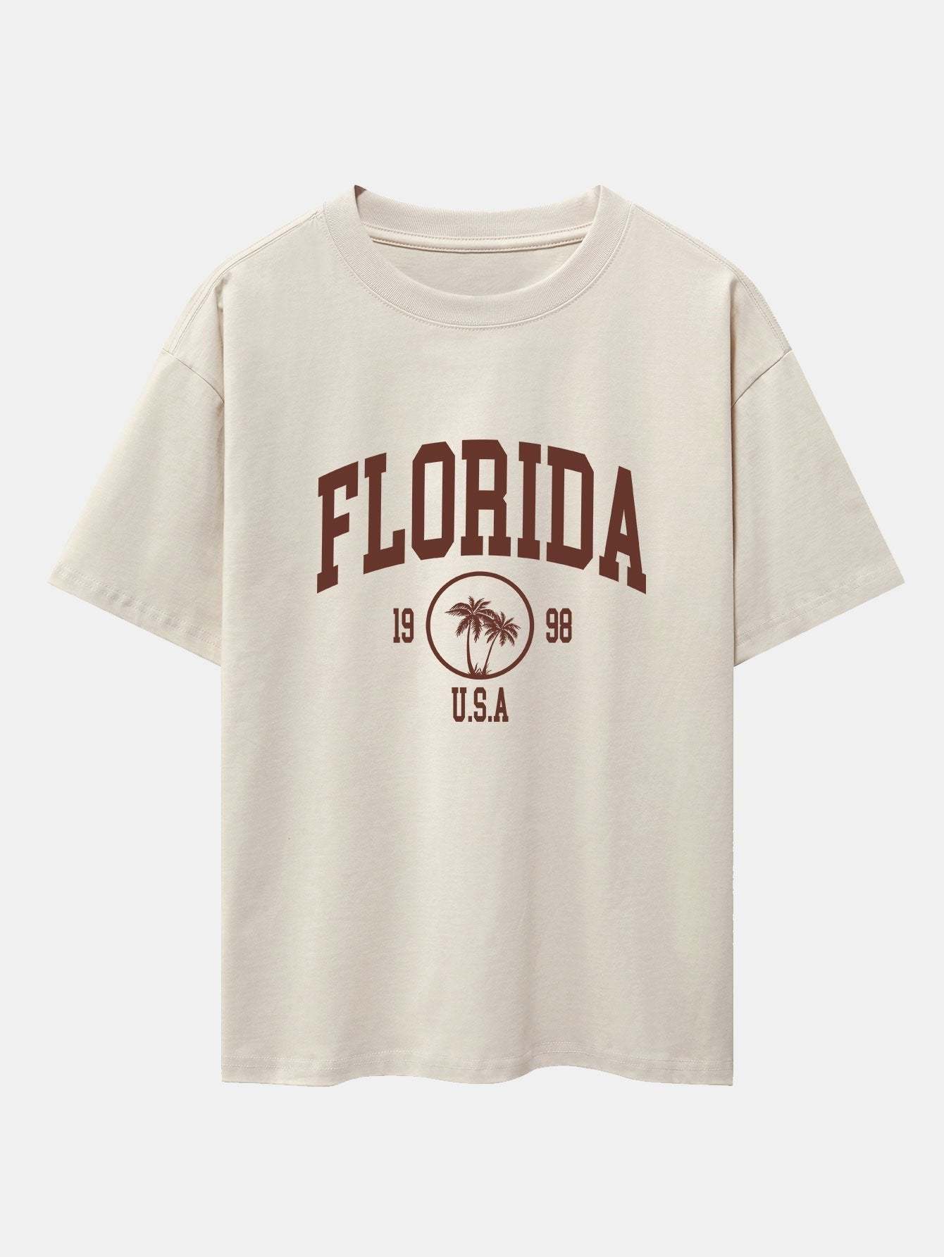 Florida Palm Tree Print Heavy Weight Oversize T-Shirt & Corduroy Shorts-Mitchell Shoes
