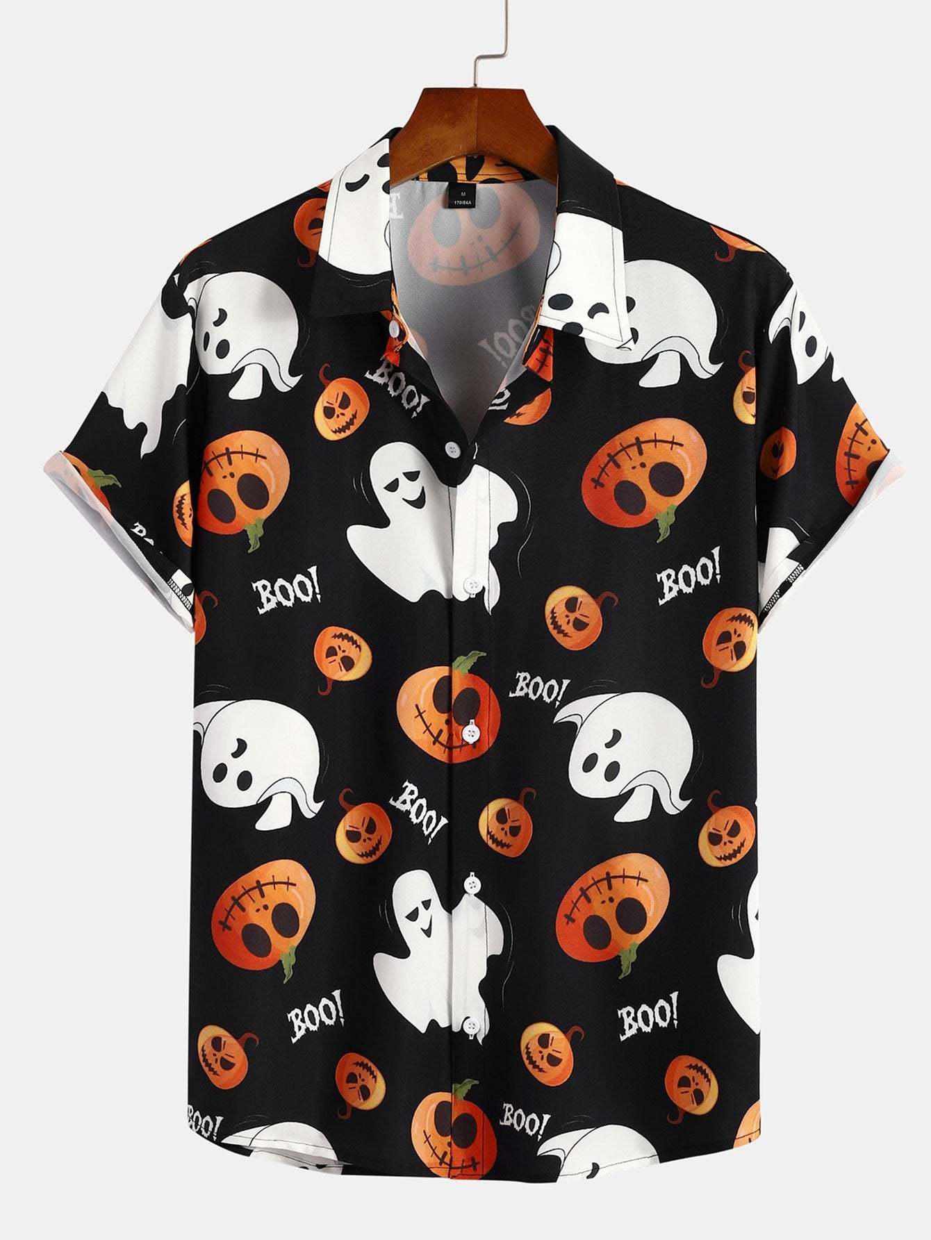 Scary Ghost Pumpkin Print Shirt-Mitchell Shoes