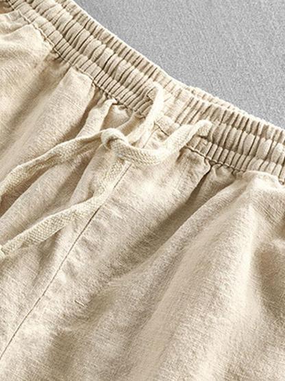 Linen Cotton Blend Drawstring Shorts-Mitchell Shoes