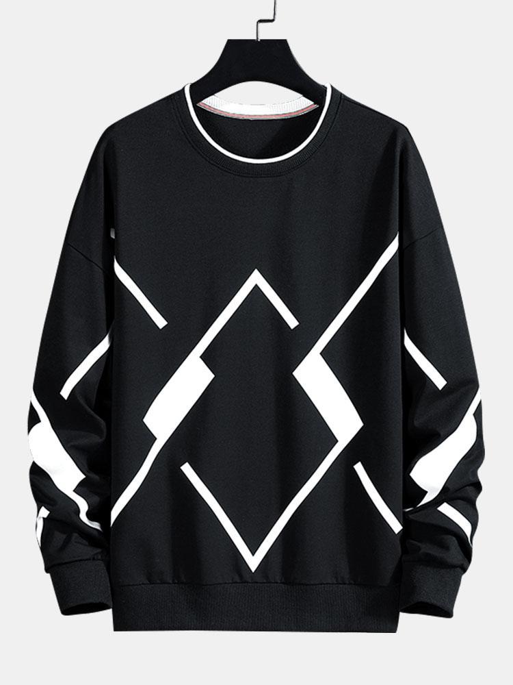 Geometric Print Crew Neck Sweatshirt-Mitchell Shoes