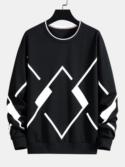 Geometric Print Crew Neck Sweatshirt-Mitchell Shoes