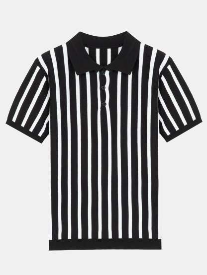 Striped Short Sleeve Sweater Polo-Mitchell Shoes