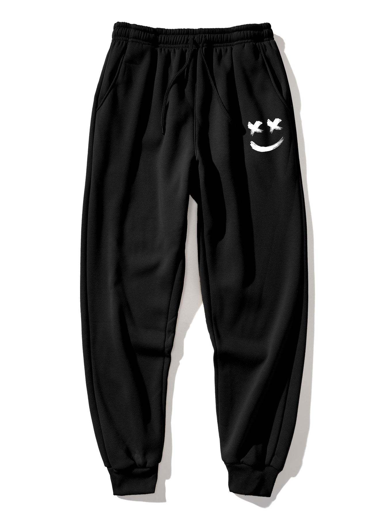 Brushstroke Smiley Print Jogger Pants-Mitchell Shoes