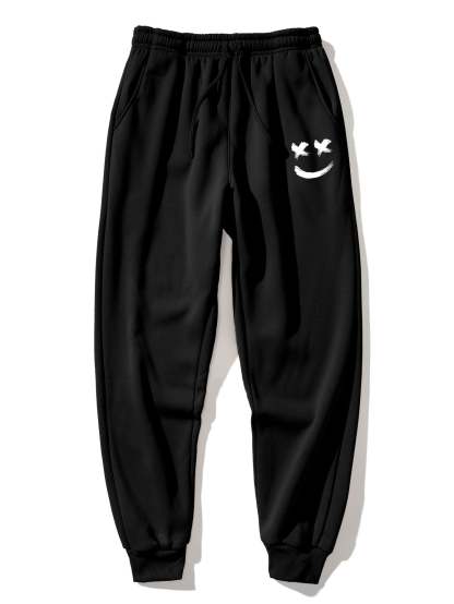 Brushstroke Smiley Print Jogger Pants-Mitchell Shoes