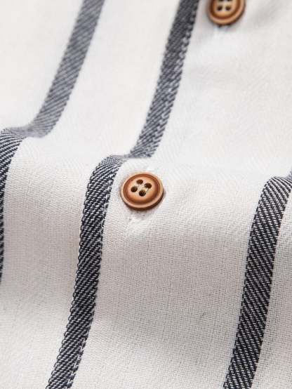 Cotton Blend Striped Cuban Shirt & Straight Leg Linen Pants-Mitchell Shoes
