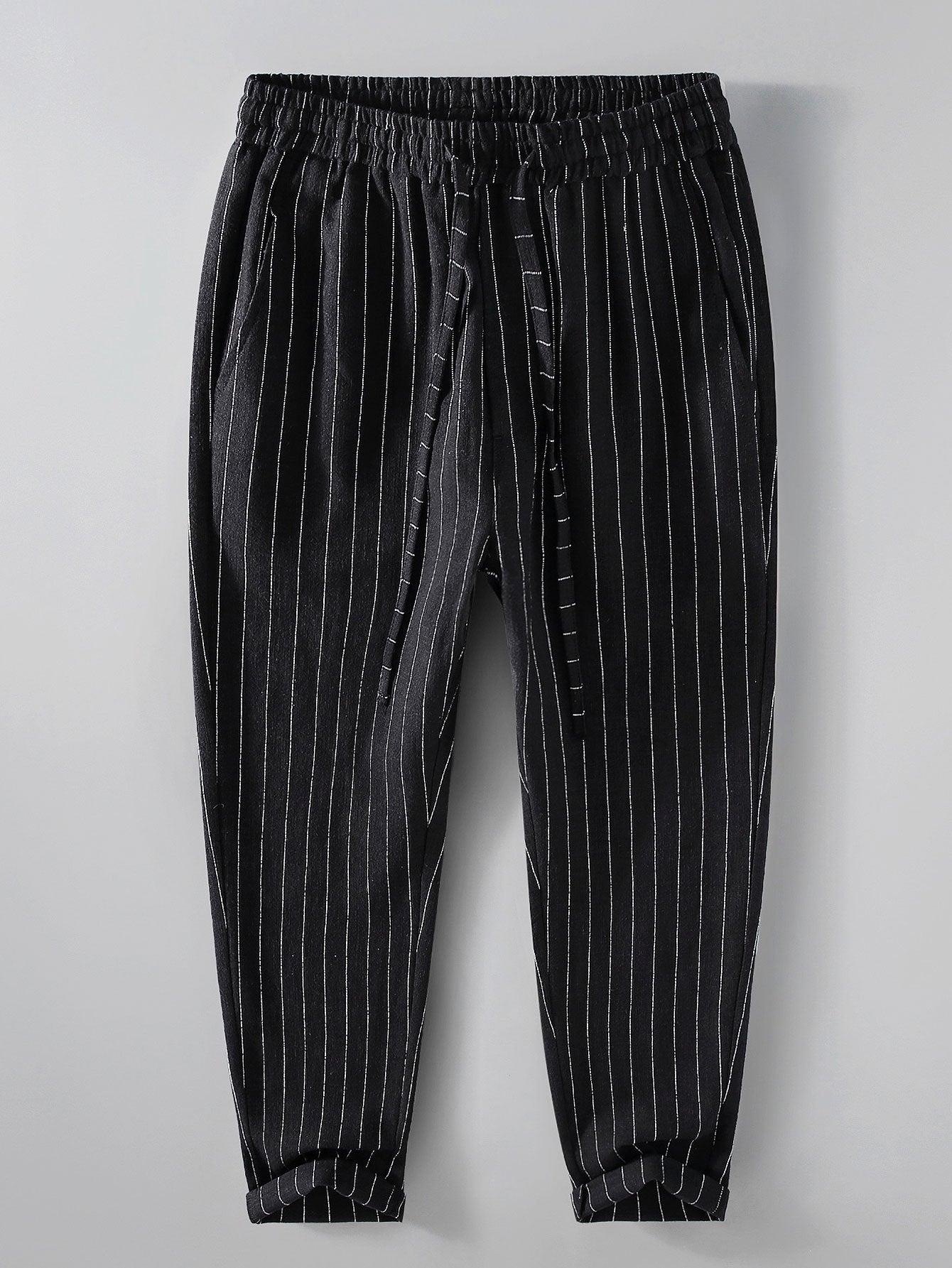 Striped Linen Cotton Blend Cropped Pants-Mitchell Shoes