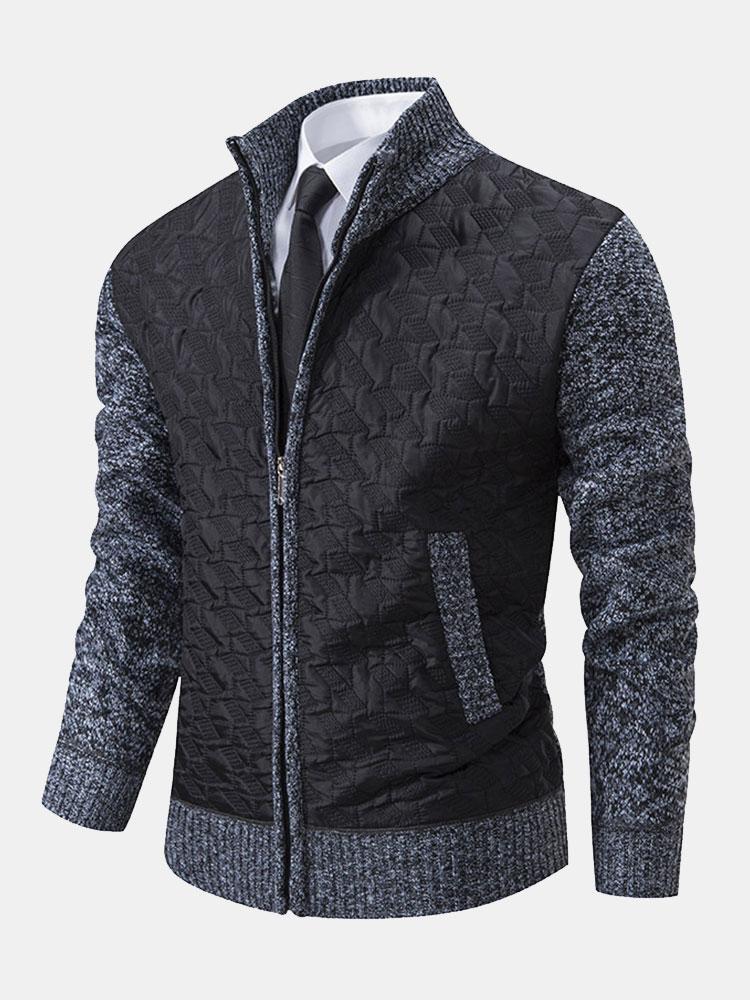 Quilted Jacquard Zip Up Sweater-Mitchell Shoes