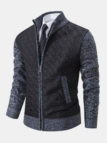 Quilted Jacquard Zip Up Sweater-Mitchell Shoes