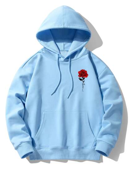 Rose Print Cotton Blend Hoodie-Mitchell Shoes