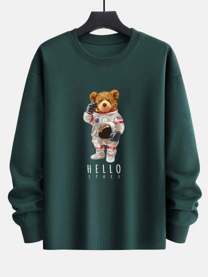 Astronaut Bear Print Relax Fit Sweatshirt-Mitchell Shoes
