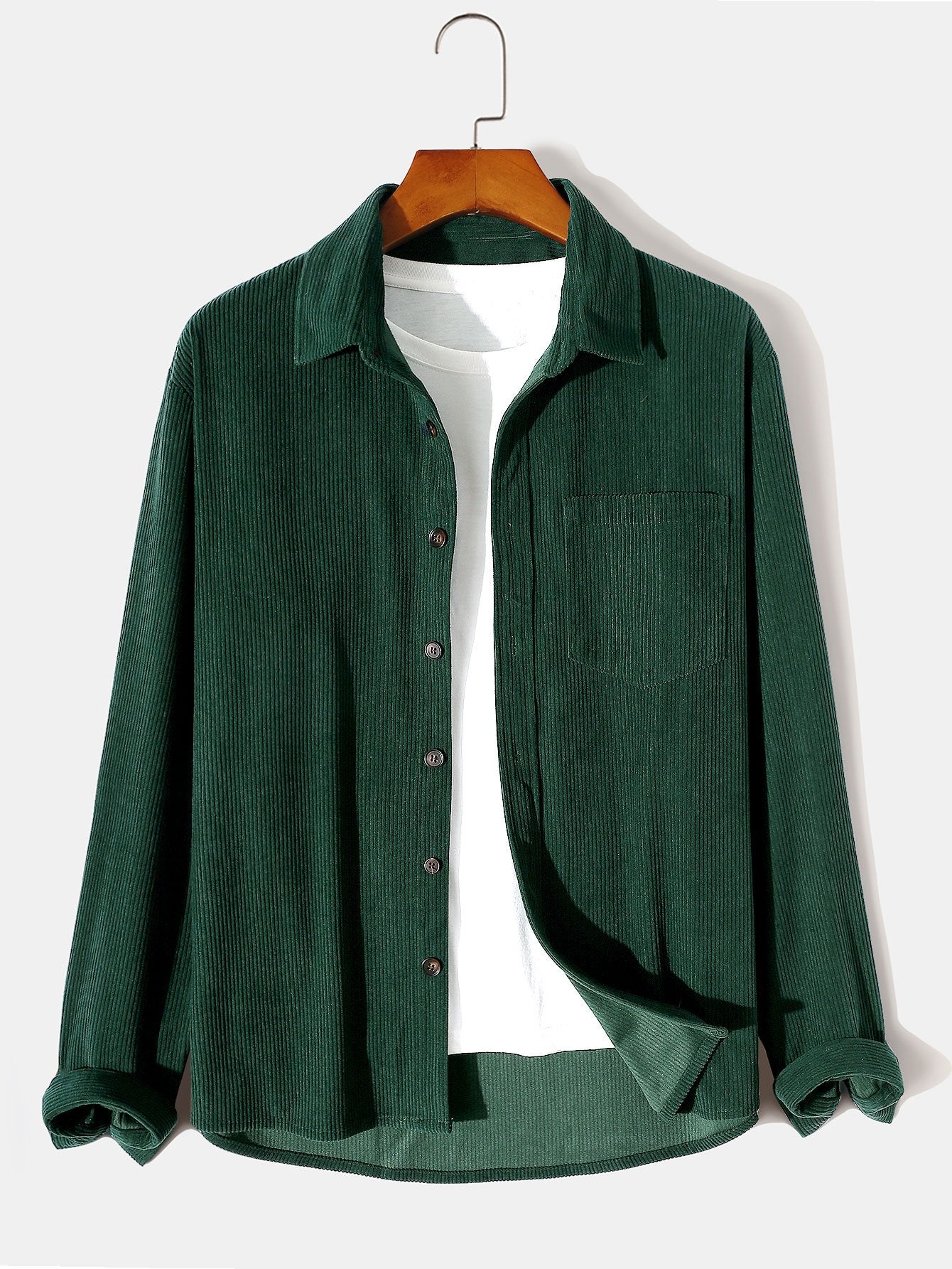 Long Sleeve Button Up Corduroy Shirt-Mitchell Shoes