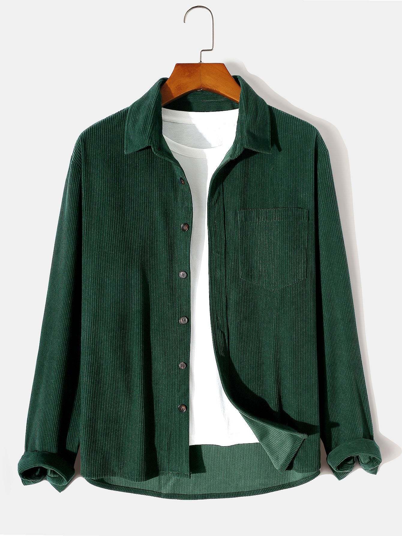 Long Sleeve Button Up Corduroy Shirt-Mitchell Shoes