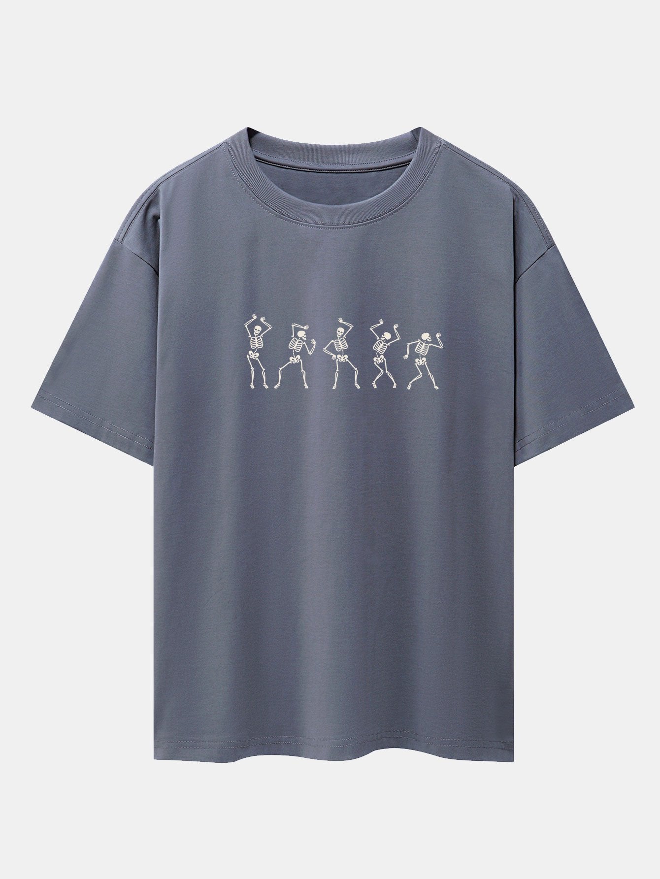 Dancing Skeleton Print Heavy Weight Drop Shoulder Oversize T-Shirt-Mitchell Shoes