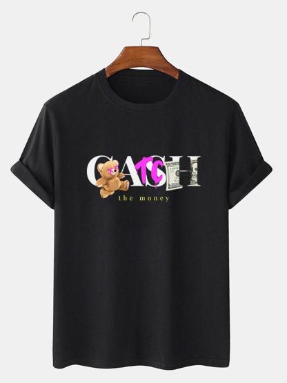 Catch The Money Bear Print T-Shirt-Mitchell Shoes