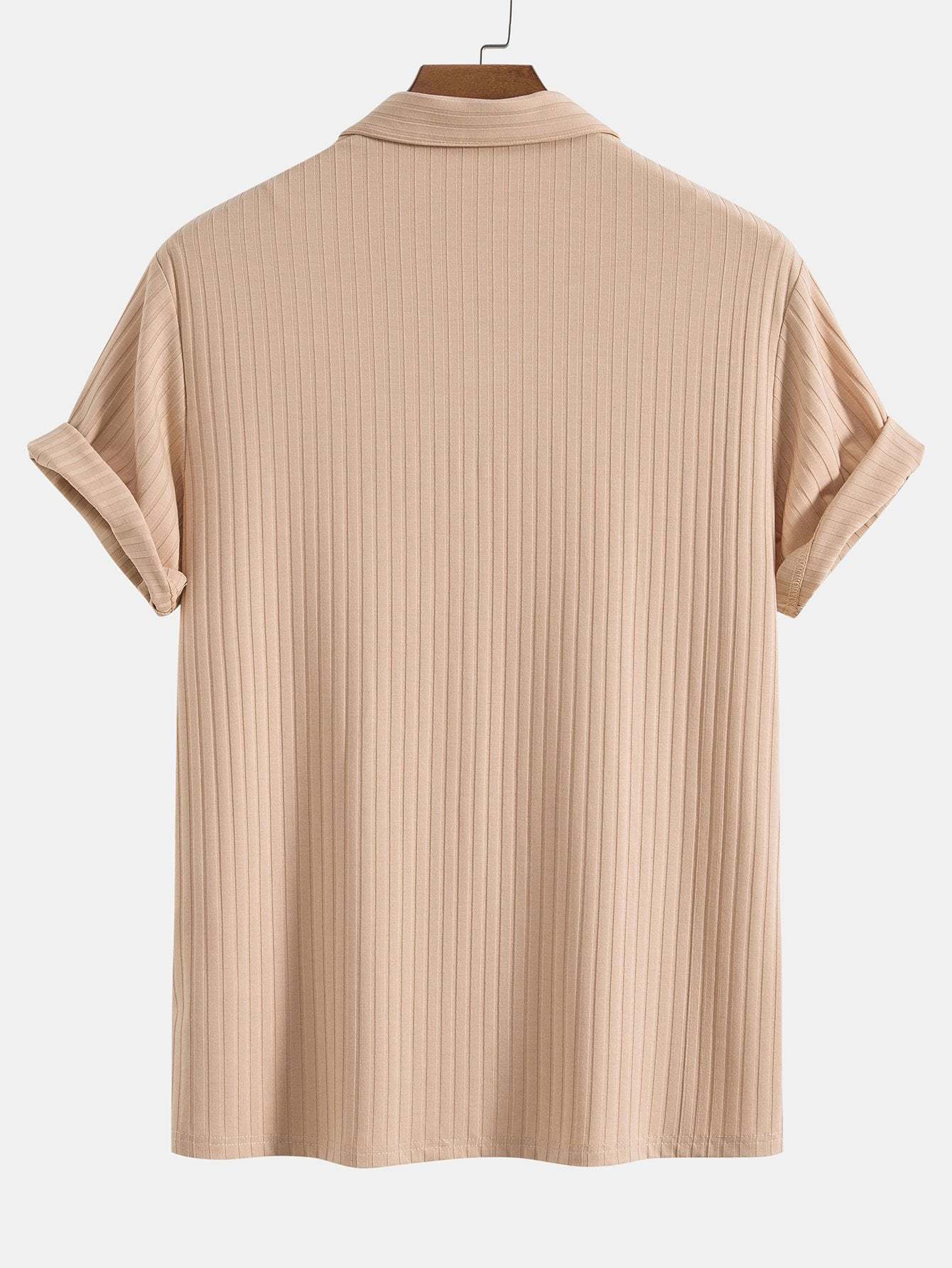 Knitted Ribbed V Neck Polo Shirt-Mitchell Shoes