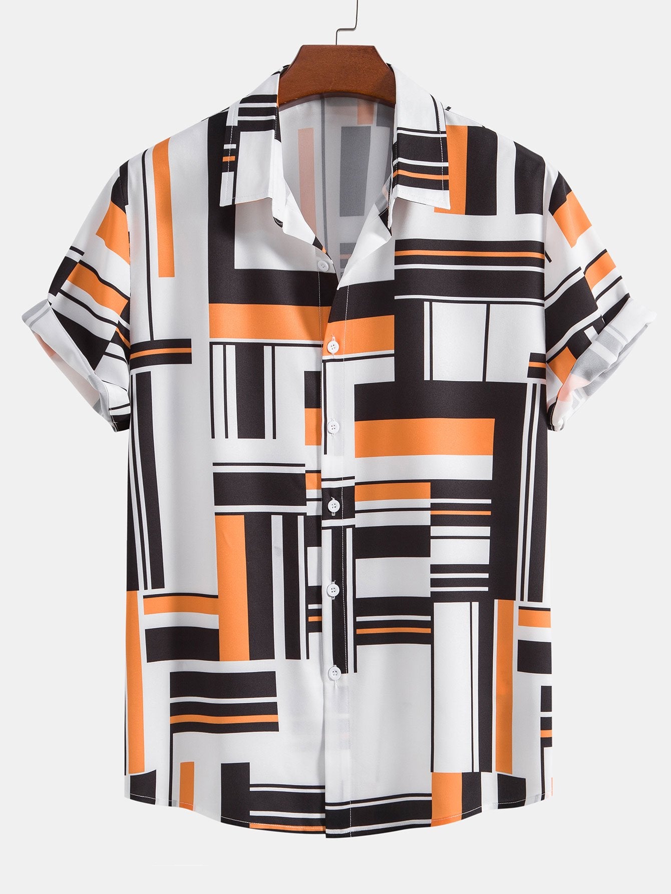 Geometric Print Button Up Shirt-Mitchell Shoes