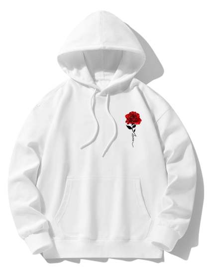 Rose Print Cotton Blend Hoodie-Mitchell Shoes