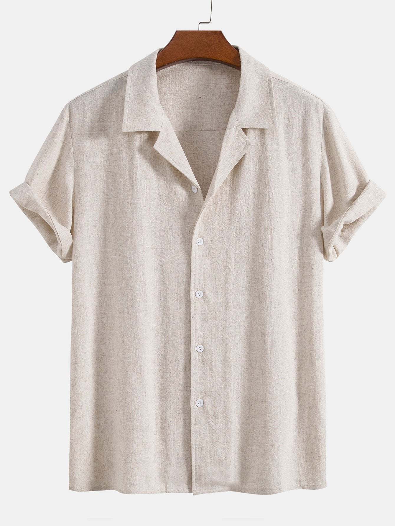 Linen Rayon Blend Cuban Shirt & Linen Cotton Blend Drawstring Shorts-Mitchell Shoes
