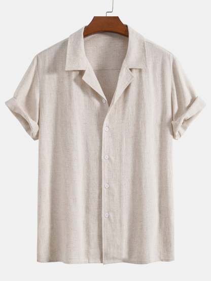 Linen Rayon Blend Cuban Shirt & Linen Cotton Blend Drawstring Shorts-Mitchell Shoes