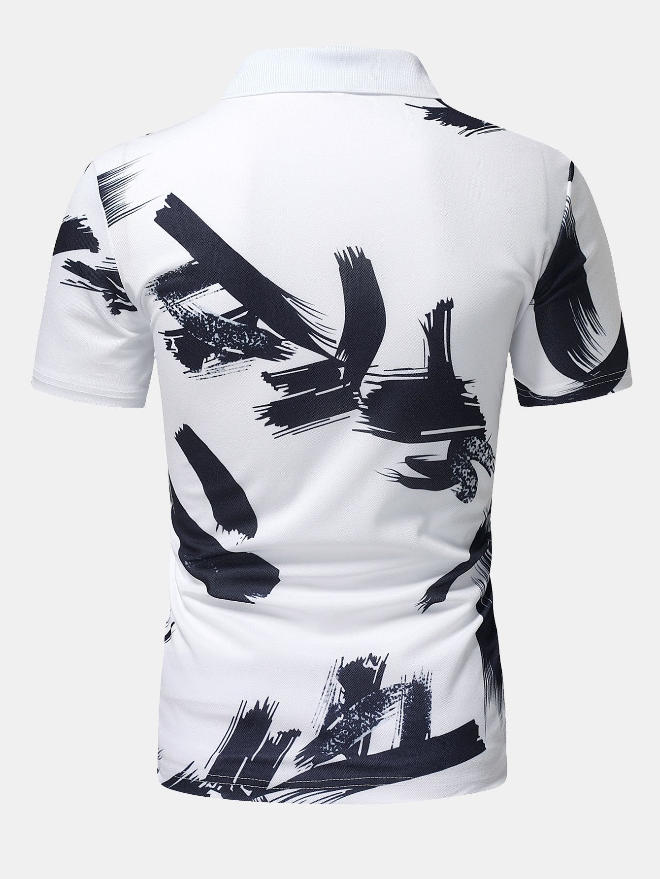 Brushstroke Print Polo Shirt-Mitchell Shoes
