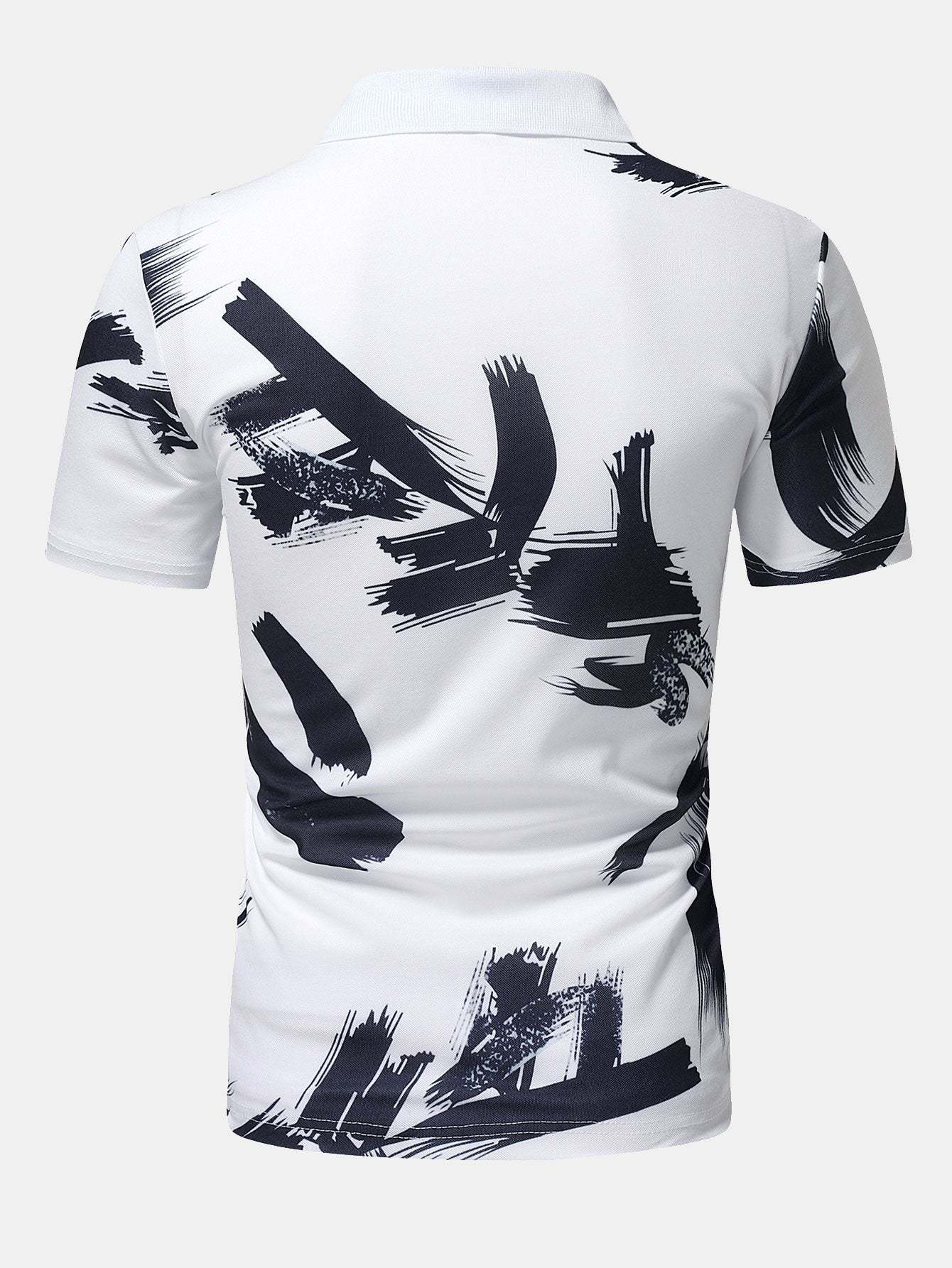 Brushstroke Print Polo Shirt-Mitchell Shoes