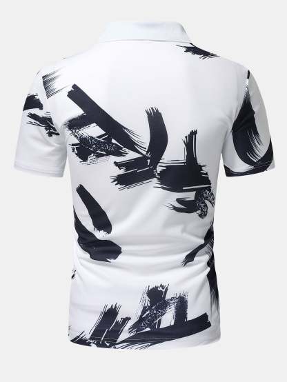 Brushstroke Print Polo Shirt-Mitchell Shoes