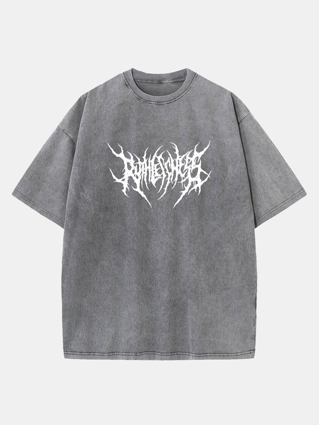 Ruthless Gothic Print Washed Distressed Drop Shoulder T-Shirt-Mitchell Shoes