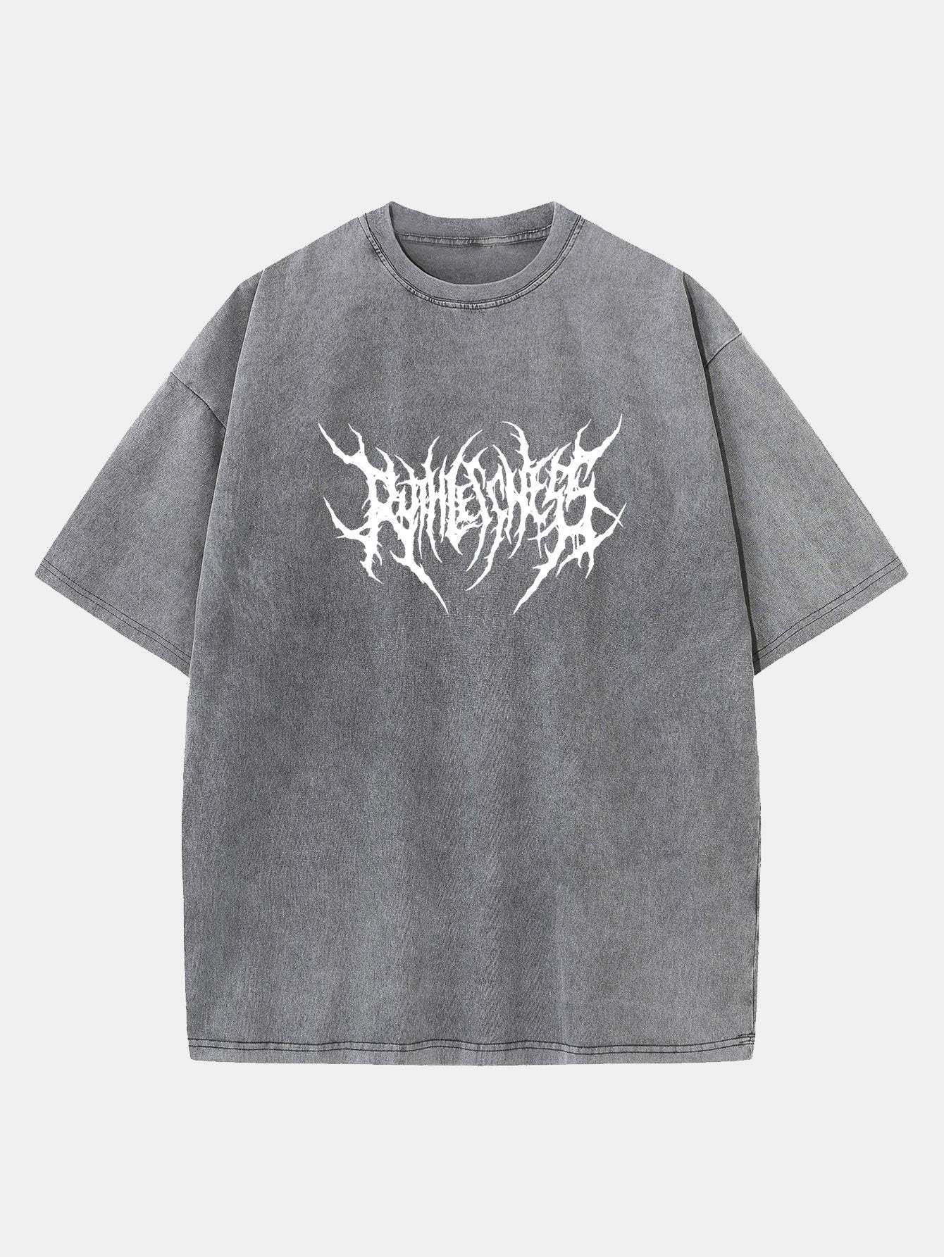 Ruthless Gothic Print Washed Distressed Drop Shoulder T-Shirt-Mitchell Shoes