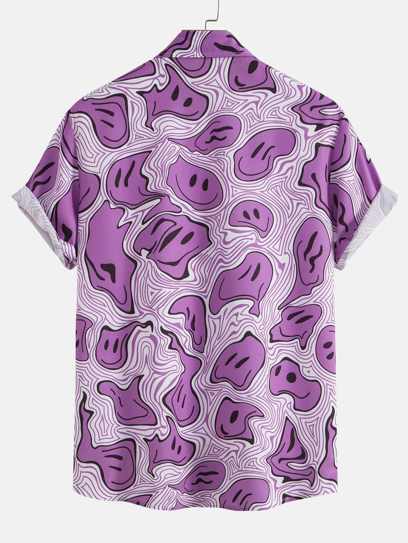 Psychedelic Smiley Print Button Shirt-Mitchell Shoes