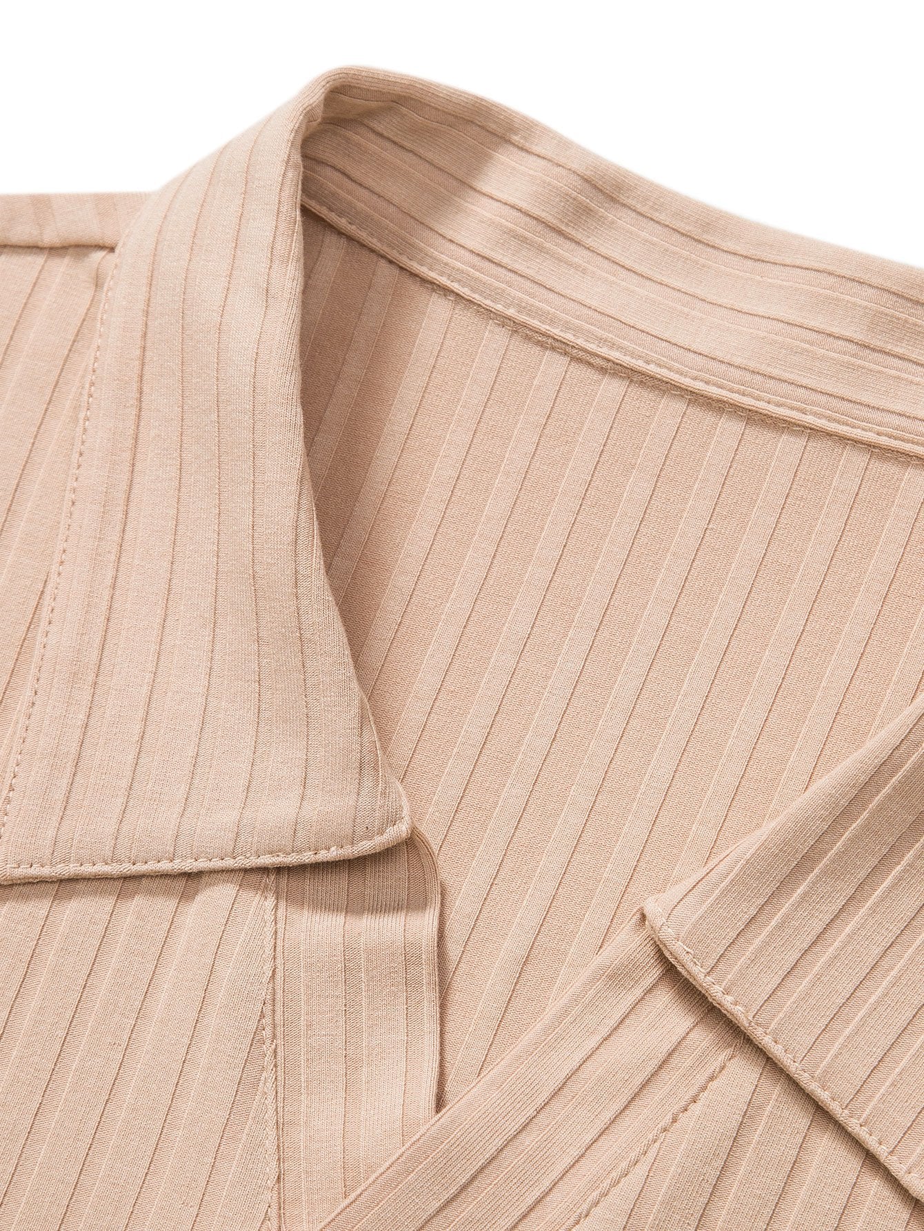 Knitted Ribbed V Neck Polo Shirt-Mitchell Shoes