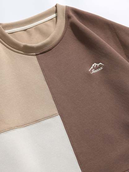 Oversize Color Block Crewneck Sweatshirt-Mitchell Shoes