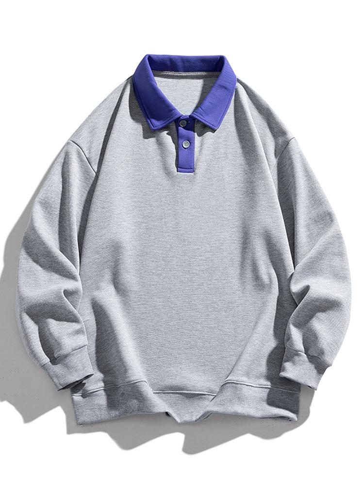 Relax Fit Contrast Waffle Polo Sweatshirt-Mitchell Shoes