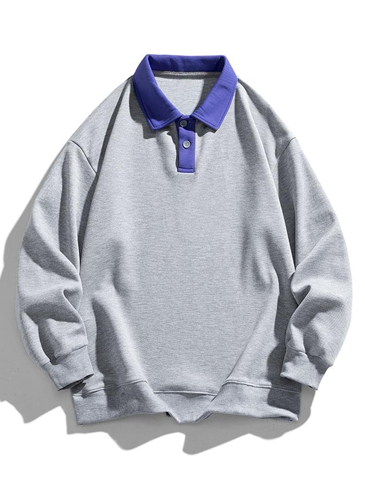 Relax Fit Contrast Waffle Polo Sweatshirt-Mitchell Shoes