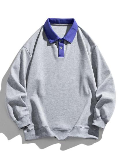 Relax Fit Contrast Waffle Polo Sweatshirt-Mitchell Shoes