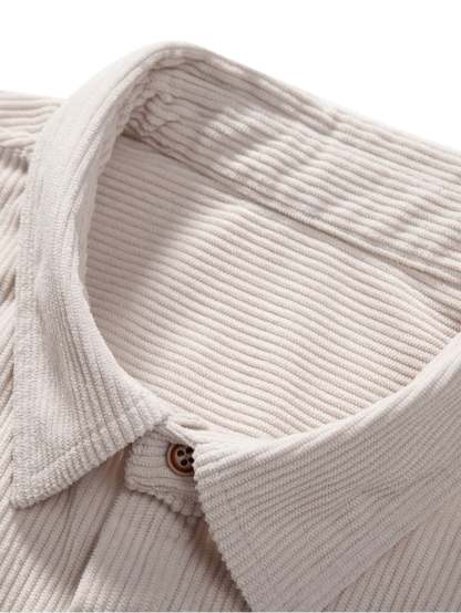 Long Sleeve Polo Collar Corduroy Shirt-Mitchell Shoes