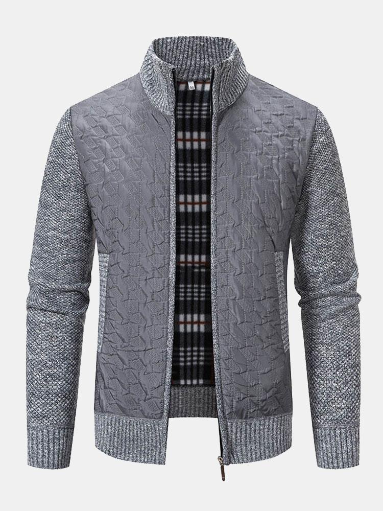 Quilted Jacquard Zip Up Sweater-Mitchell Shoes
