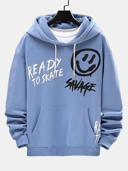 Smiley Graffiti Print Hoodie-Mitchell Shoes
