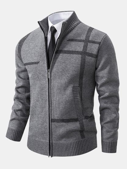 Striped Pattern Zip Sweater-Mitchell Shoes