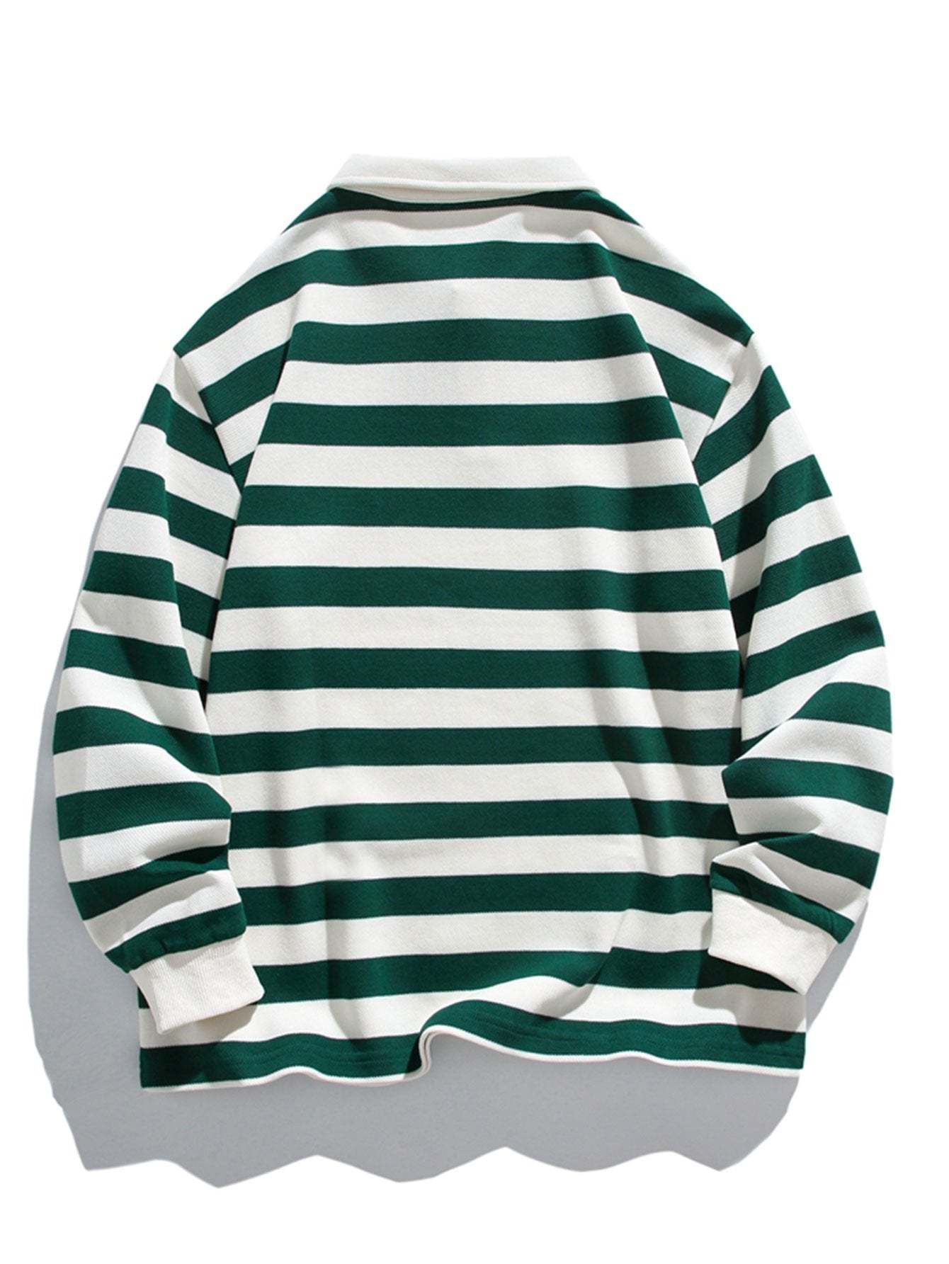 Relax Fit Waffle Striped Polo Sweatshirt-Mitchell Shoes