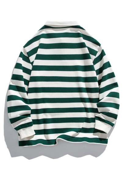 Relax Fit Waffle Striped Polo Sweatshirt-Mitchell Shoes