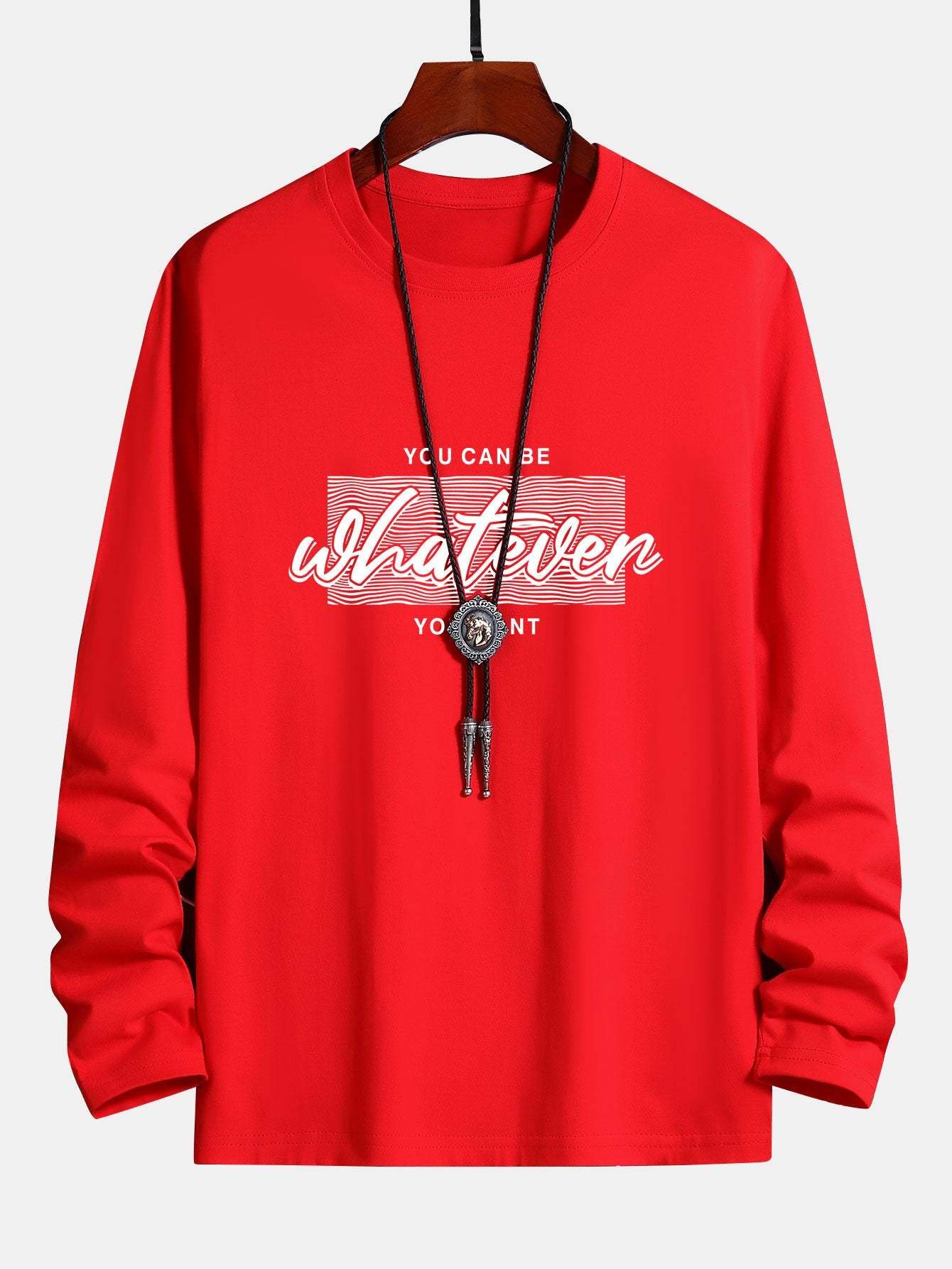 Long Sleeve Slogan Print Cotton T-Shirt-Mitchell Shoes