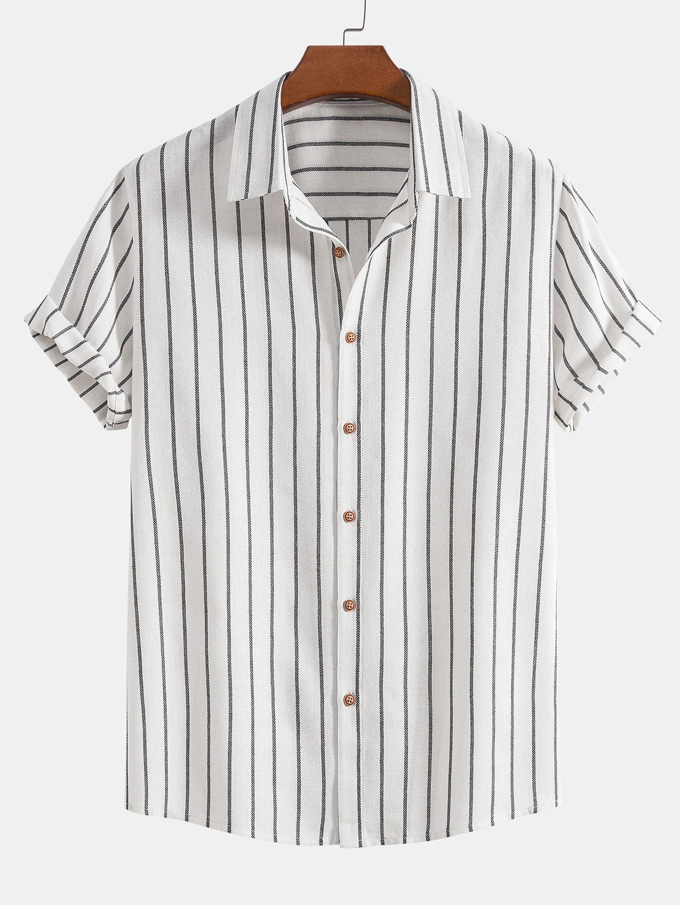Cotton Blend Striped Button Up Shirt-Mitchell Shoes