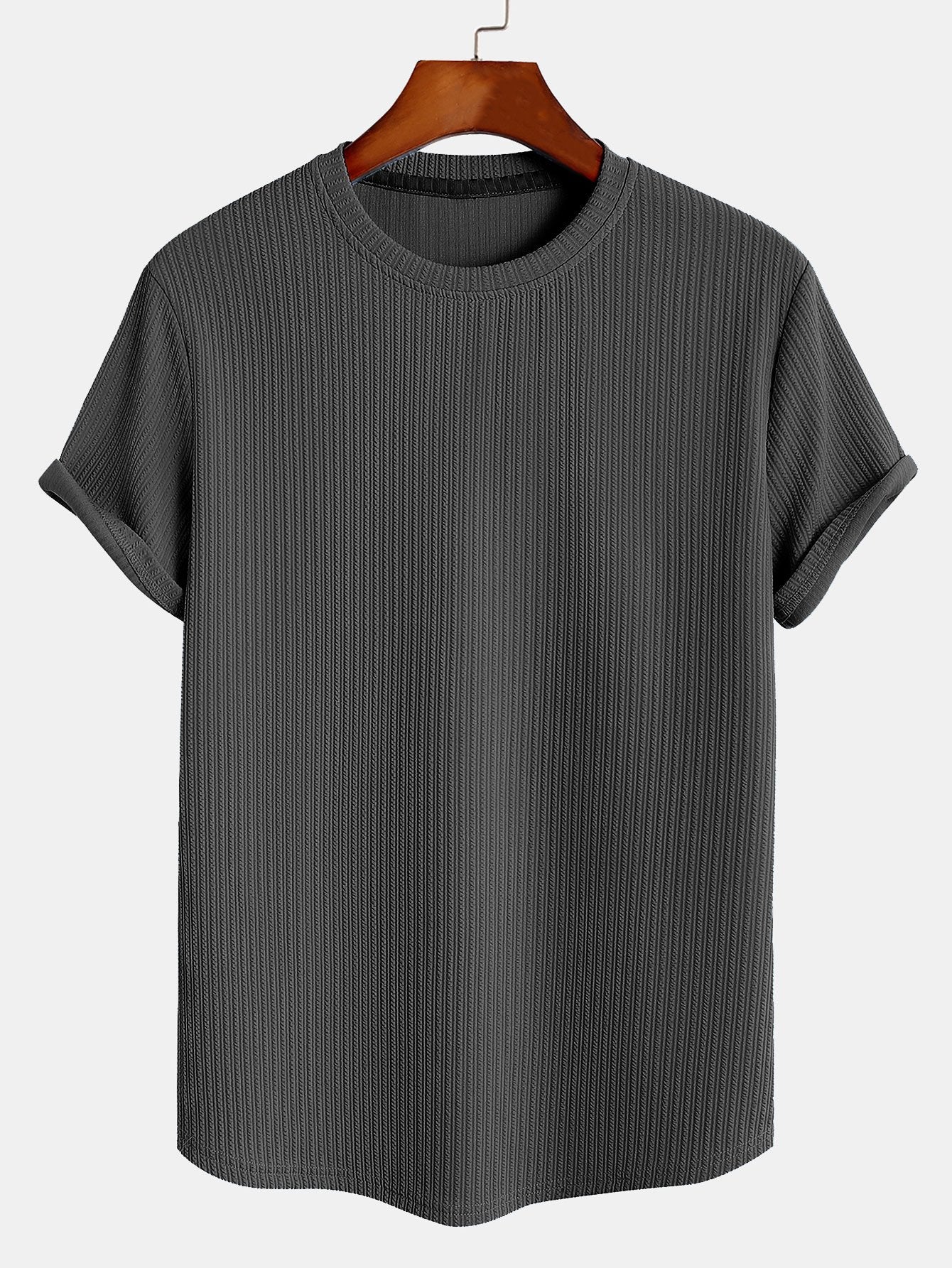 Muscle Fit Arc Hem Ribbed T-Shirt-Mitchell Shoes